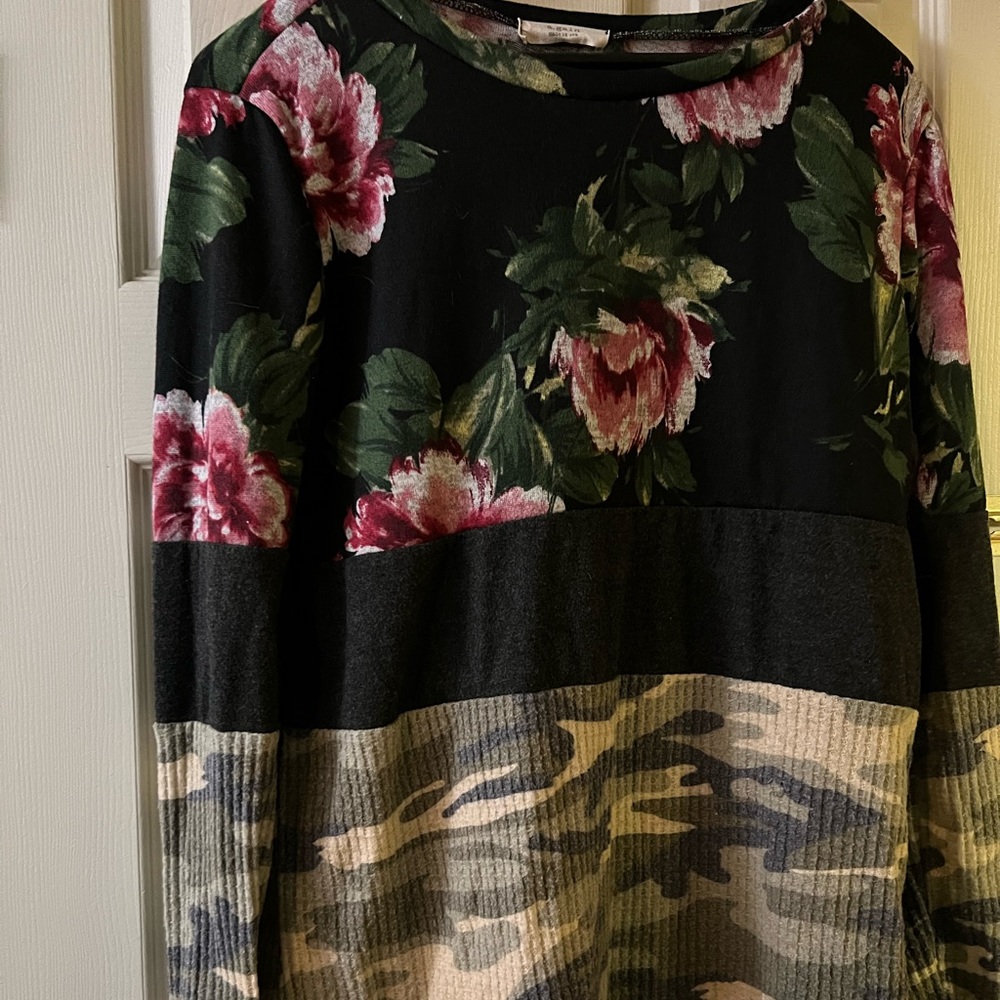 Camo and floral top